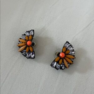 Baublebar Floral Statement Earrings with Orange and Purple Accents
